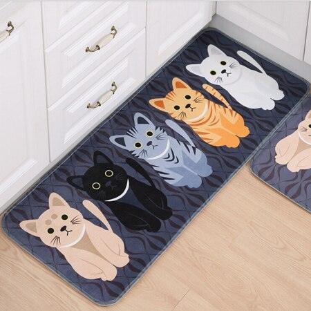 Charming Kawaii Cat Kitchen Mat with Anti-Slip Design