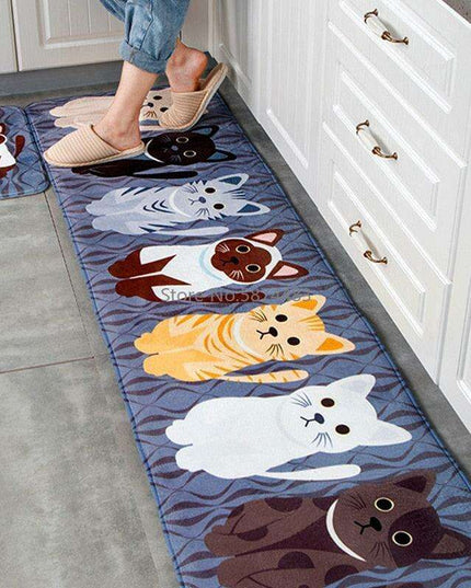 Adorable Kawaii Cat Non-Slip Kitchen Mat for Safety and Style
