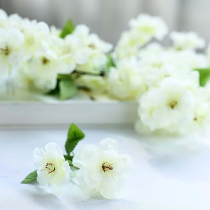 AliKopy 40" Tall Cream Silk Cherry Blossom Flowers - 4 Bushes, Realist