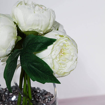 AliKopy 5 Flower Head Artificial Silk Peony Bouquet - Realistic & Dura