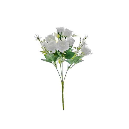 AliKopy 12" White Real Touch Silk Rose Bouquet - Faux Bridal Flowers,