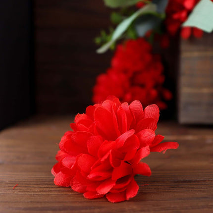 AliKopy 12 Red Artificial Silk Chrysanthemum Flower Bouquets - Lifesiz