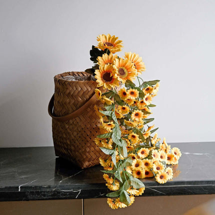 AliKopy 22" Artificial Sunflower Hanging Vine - Lifelike Floral Garlan