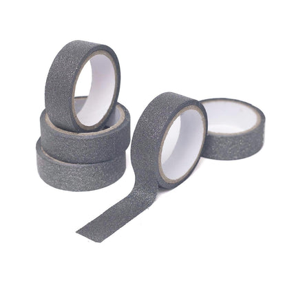 AliKopy 5 Pack Charcoal Gray Glitter Washi Tape - 0.5"x5 Yards, DIY Cr