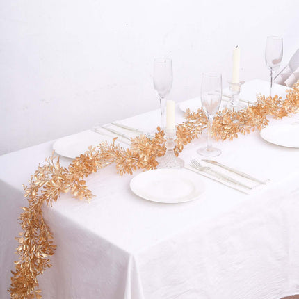 AliKopy 6ft Metallic Gold Artificial Boxwood Leaf Garland - Versatile