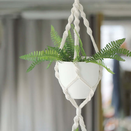 AliKopy 2-Tier Cotton Rope Hanging Planter Basket with Tassels, Boho D