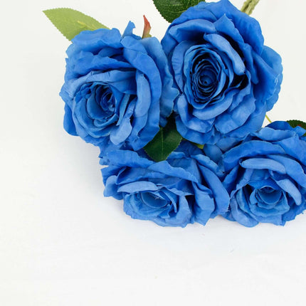 AliKopy 17" Royal Blue Silk Jumbo Rose Bouquet - Premium Quality, Wedd