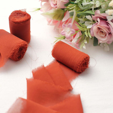 AliKopy 2 Pack Terracotta Silk-Like Chiffon Ribbon Roll, 6 Yards Each