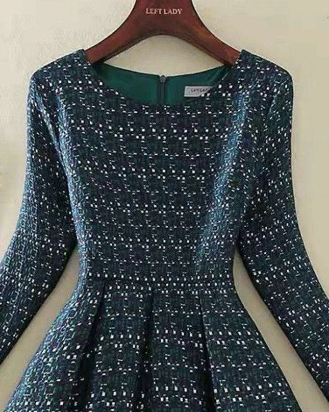 Sophisticated Slim Fit Tweed-Style Office Dress