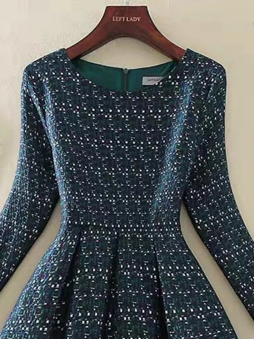 Chic Tweed-Inspired Slim Office Dress