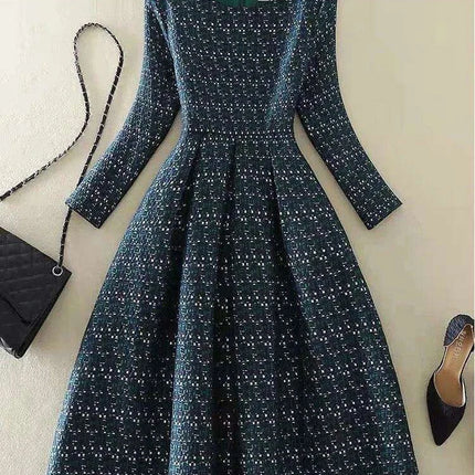 Sophisticated Slim Fit Tweed-Style Office Dress