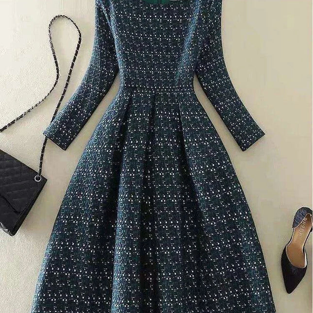 Sophisticated Slim Fit Tweed-Style Office Dress