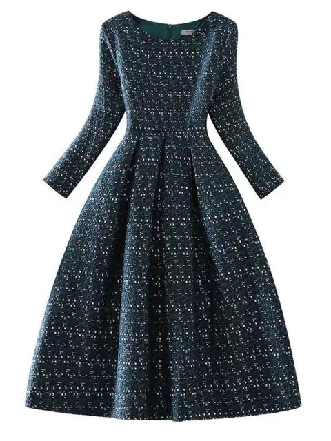 Chic Tweed-Inspired Slim Office Dress