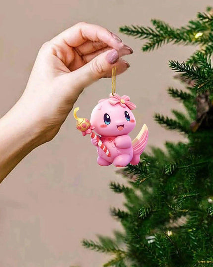 Whimsical Pink Dragon Acrylic Holiday Ornament for Joyful Celebrations