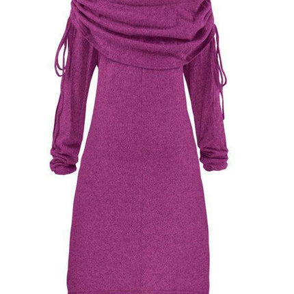 Snowflake Sparkle Drawstring Dress - Women's Holiday Style