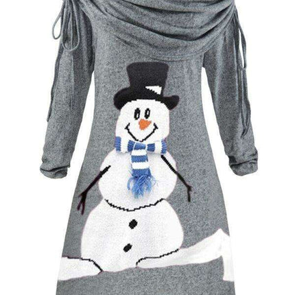 Snowflake Sparkle Drawstring Dress - Women's Holiday Style