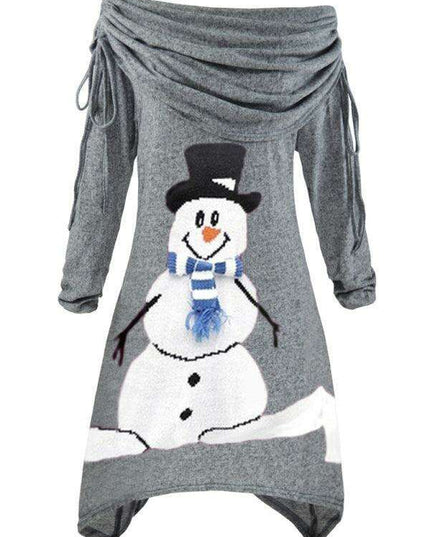 Snowflake Sparkle Drawstring Dress - Women's Holiday Style