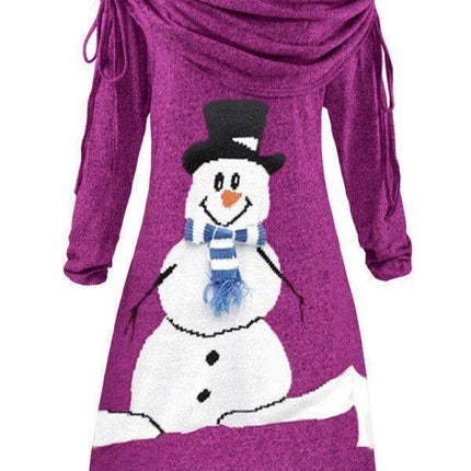 Snowflake Sparkle Drawstring Dress - Women's Holiday Style