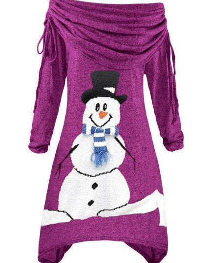 Snowflake Sparkle Drawstring Dress - Women's Holiday Style