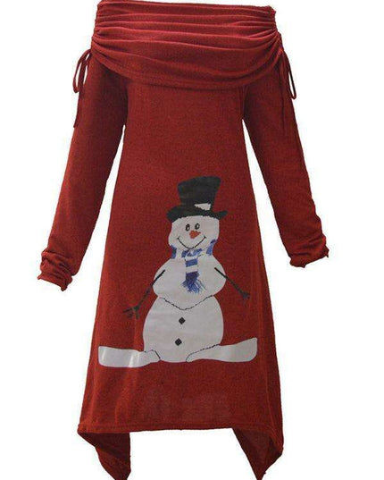Snowflake Sparkle Drawstring Dress - Women's Holiday Style