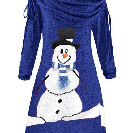 Snowflake Sparkle Drawstring Dress - Women's Holiday Style
