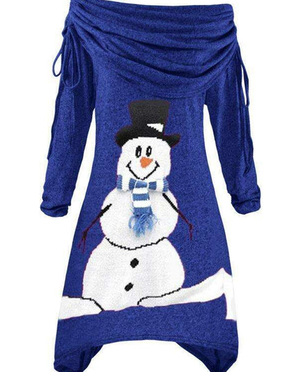 Snowflake Sparkle Drawstring Dress - Women's Holiday Style