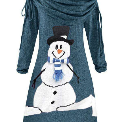 Snowflake Sparkle Drawstring Dress - Women's Holiday Style