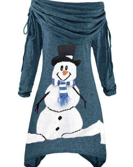 Snowflake Sparkle Drawstring Dress - Women's Holiday Style