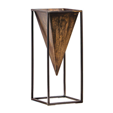 Room & Decor Antique Brass & Black Iron Decorative Vase - Elegant Desi