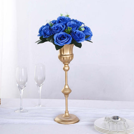 AliKopy 2 Pack Royal Blue Silk 15-Head Rose Flower Balls - 10" Centerp