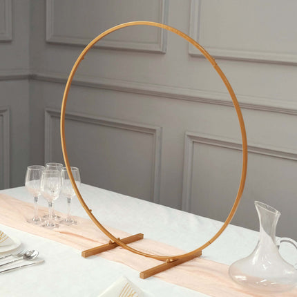 AliKopy 28" Gold Metal Round Hoop Centerpiece - Self-Standing Floral F
