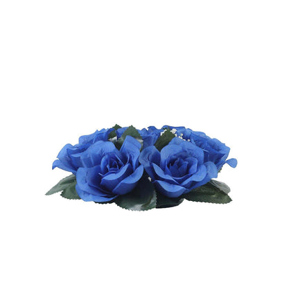AliKopy 4 Pack Royal Blue Silk Rose Candle Ring Wreaths - Elegant Deco