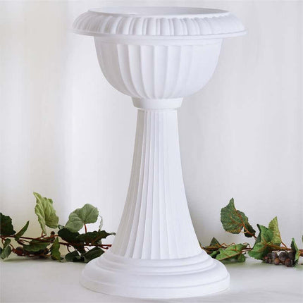 AliKopy 4 Pack 22" Tall White PVC Pedestal Plant Stands - Italian Desi