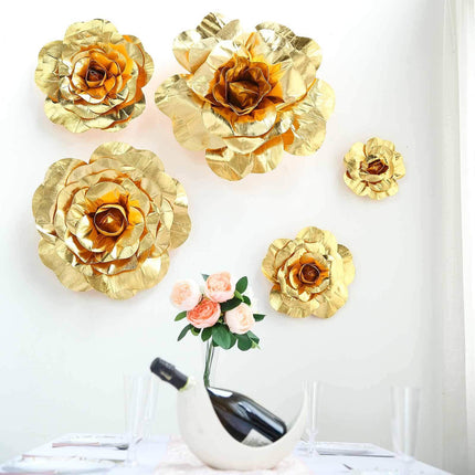 AliKopy 2 Pack 24" Large Metallic Gold Foam Roses - Real Touch & DIY C