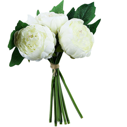 AliKopy 5 Flower Head Artificial Silk Peony Bouquet - Realistic & Dura