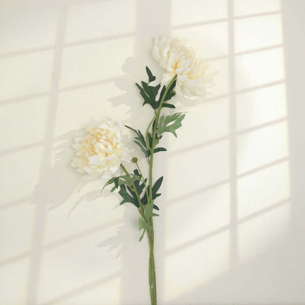 AliKopy 27" Ivory Artificial Silk Chrysanthemum Bouquet - Large Faux F