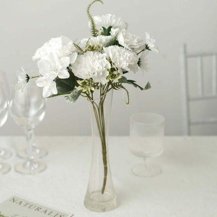 AliKopy 3 Pack 14" White Silk Carnation Bouquets - Realistic Faux Flow