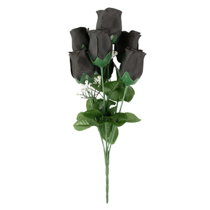AliKopy 12 Black Silk Rose Bud Bouquets - Premium Quality & Realistic