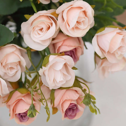 AliKopy 2 Pack 12" Blush Artificial Rose Bouquets - Realistic Faux Flo