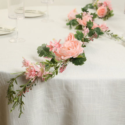 AliKopy 6ft Blush Silk Rose Peony Garland, Artificial Floral Vine