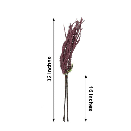AliKopy 2 Pack Burgundy Amaranthus Flower Stem Spray with Ivy Leaves,