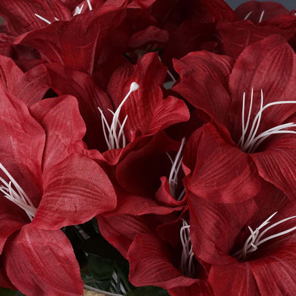 AliKopy 10 Burgundy Artificial Silk Easter Lily Flowers - Realistic Fa