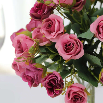 AliKopy 2 Pack 12" Dusty Rose Faux Open Rose Bouquets, Realistic Desig