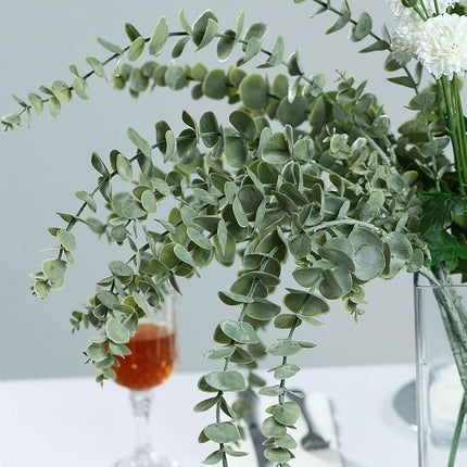 AliKopy 30" Frosted Green Artificial Eucalyptus Branches - Set of 3, R