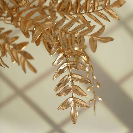 AliKopy 2-Pack Metallic Gold Artificial Fern Branches - 21" Decorative