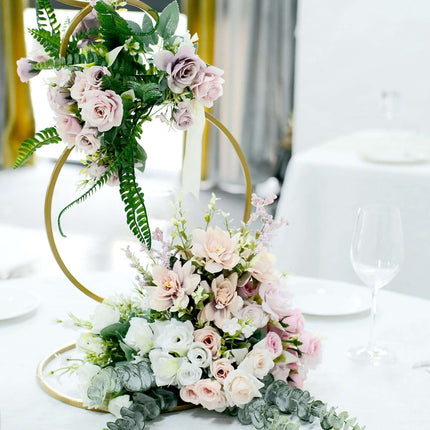 AliKopy 3ft Gold Metal Hoop Flower Stand - 4-Tier Wreath Centerpiece