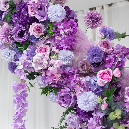 AliKopy Artificial Silk Floral Backdrop – Lavender Half Crescent Arch