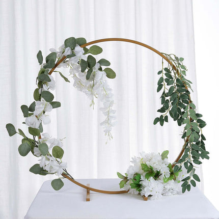 AliKopy 24" Gold Metal Round Wedding Arch Centerpiece - Elegant Table