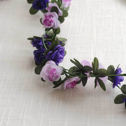 AliKopy 2-Pack 8ft Lavender Purple Silk Flower Garland, 45 Flower Head