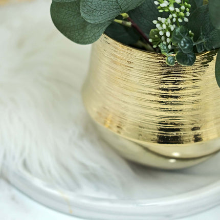 AliKopy 2-Pack Textured Metallic Gold Flower Pots - 6" Ceramic Planter